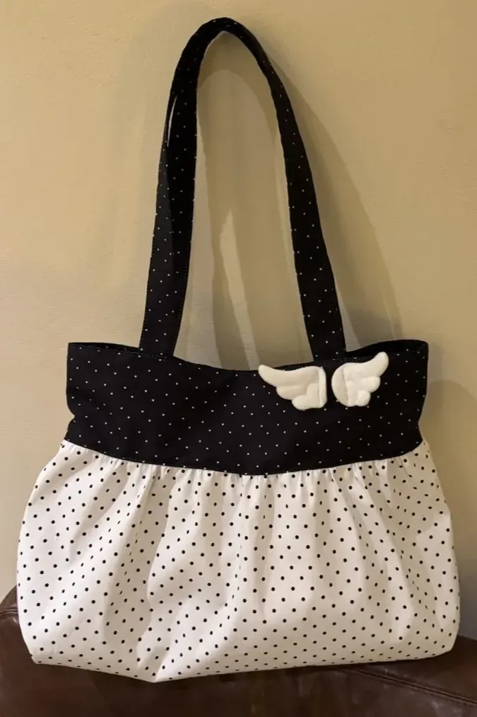 White Polka Dot Tote Bag - Image 1