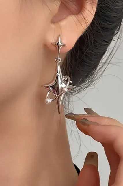 Silver Statement Hanging Earrings - Image 1