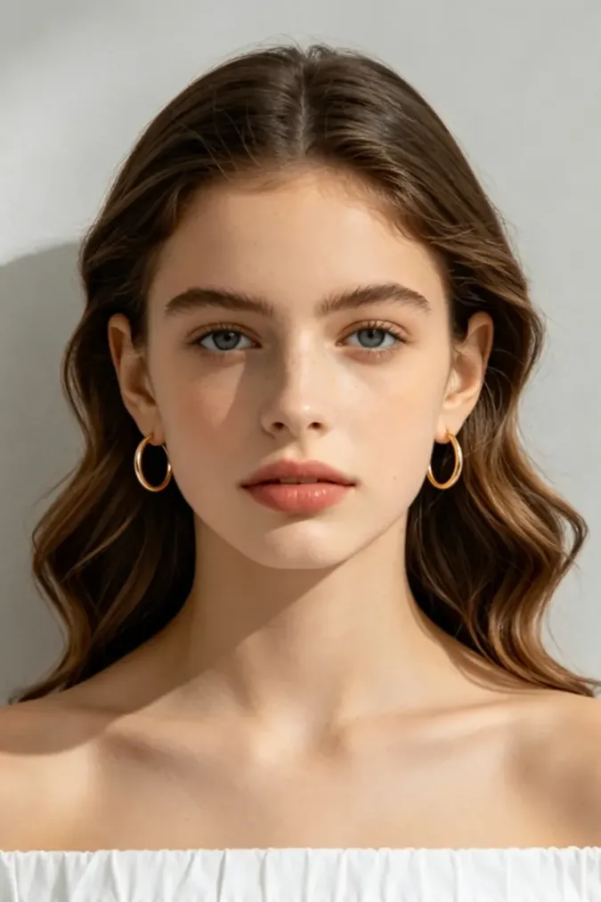Golden Elegant Hoop Earrings - Image 1