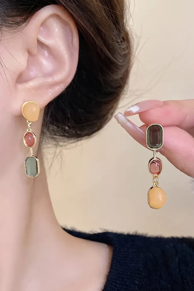 Golden Statement Hanging Earrings - Image 1