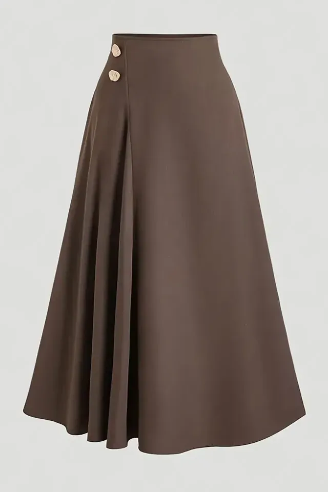 Brown Solid High Rise Skirt - Image 1