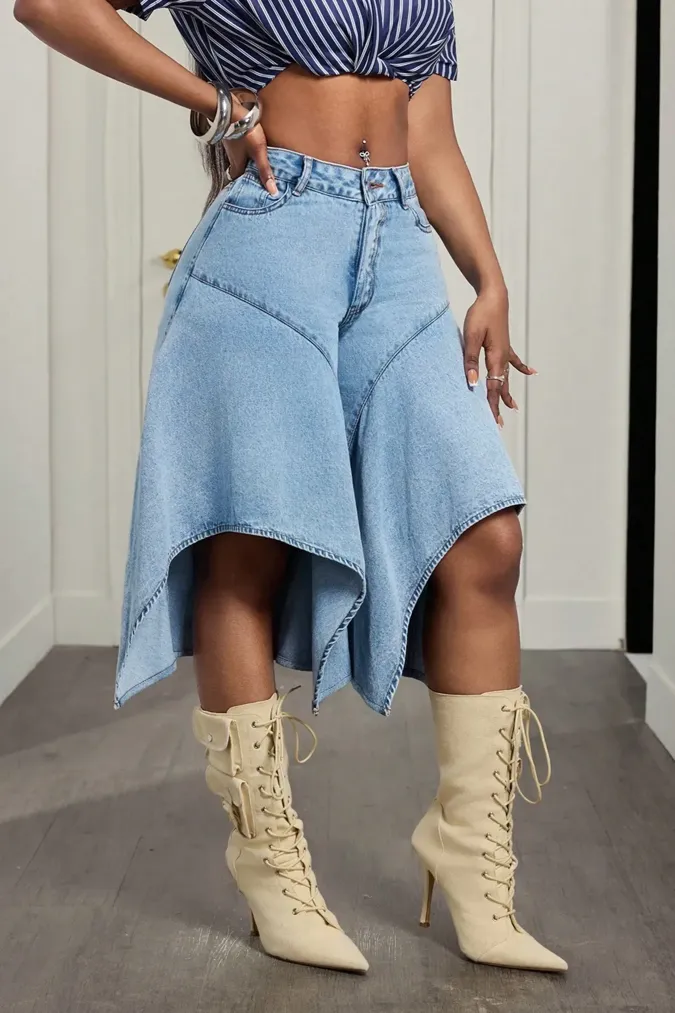 Blue High Rise Mid Rise Jeans - Image 1