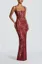 Wine Floral Square Neck Maxi Dress