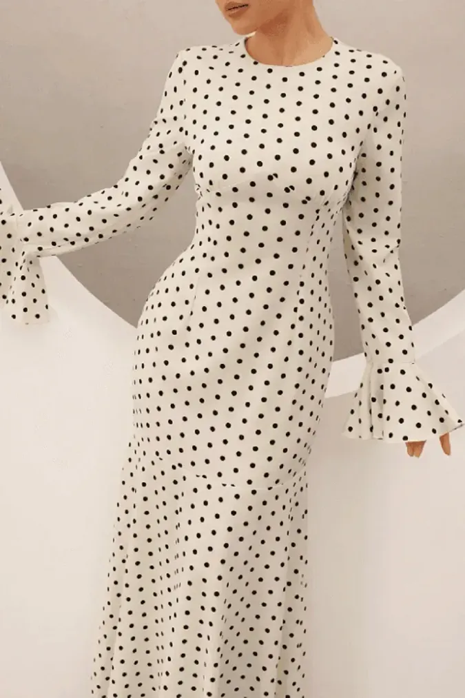Off White Polka Dot Maxi Dress - Image 1