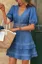 Blue V-Neck Lace Mini Dress