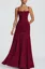 Wine Draped Square Neck Maxi Dress