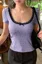 Lavender Lace Scoop Neck T-Shirt