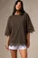 Dark Brown Solid Oversized Lace T-Shirt