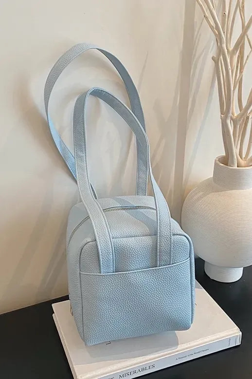 Light Blue Pu Shoulder Handbag - Image 1