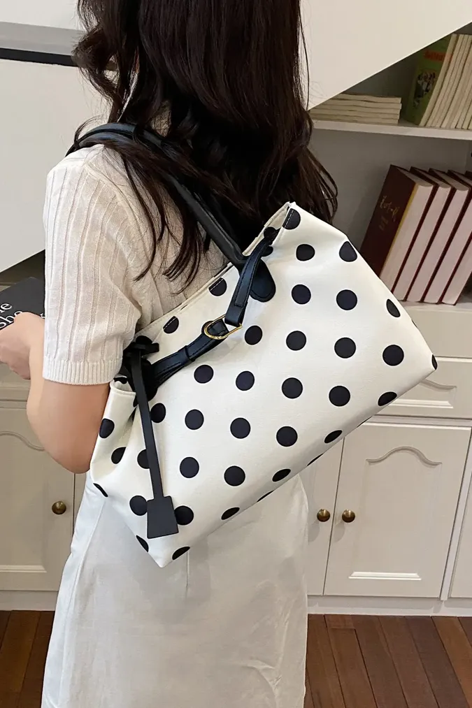 Black Polka Dot Pu Shoulder Bag - Image 1