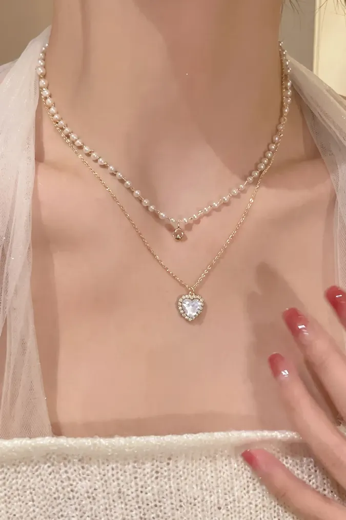 Golden Heart Statement Necklace - Image 1