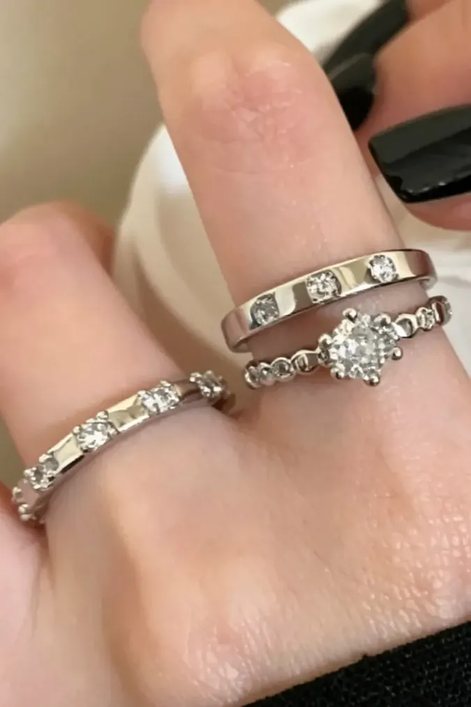 Silver Set Of 3 Rings - Image 1