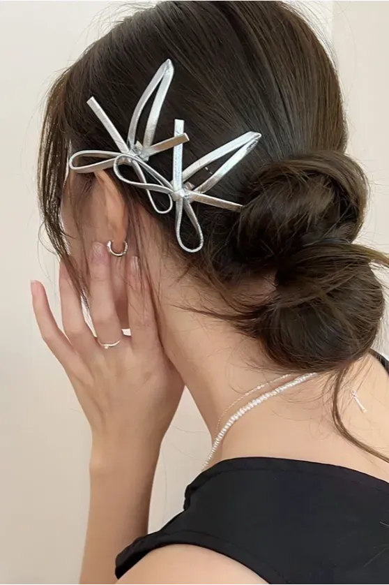 Silver Set Of 2 Hair Clips - Image 1