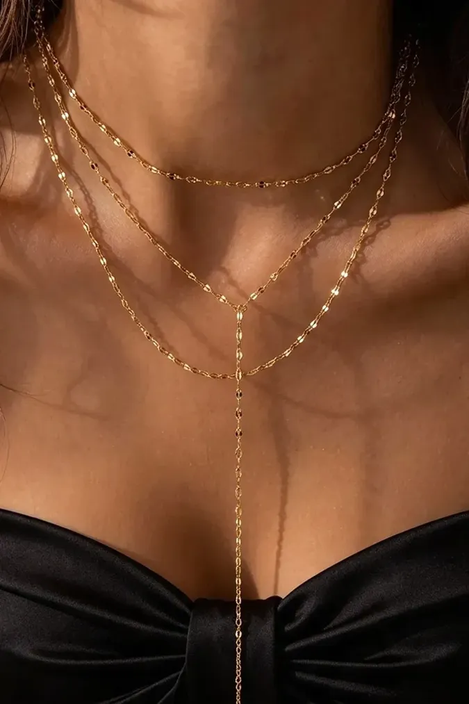 Golden Pearl Layered Necklace - Image 1