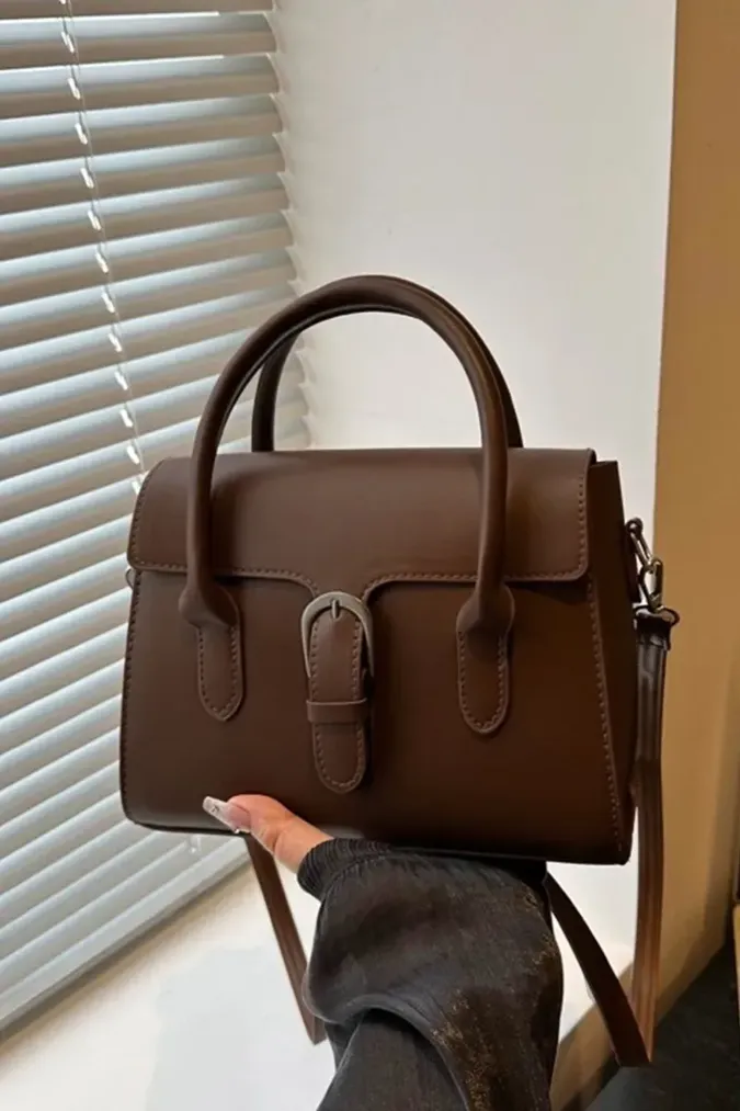 Dark Brown Pu Hand Bag - Image 1