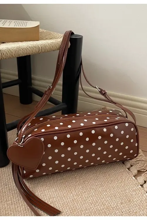 Brown Polka Dot Shoulder Bag - Image 1