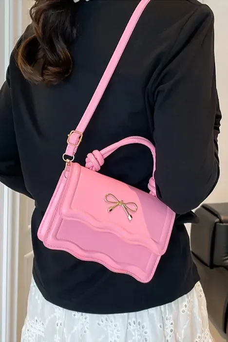 Light Pink Pu Flap Shoulder Bag - Image 1