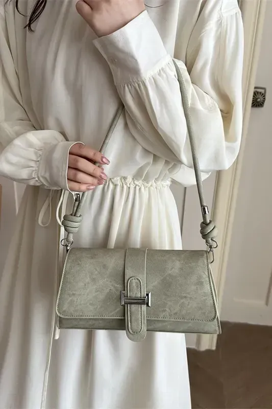 Sage Pu Buckle Shoulder Bag - Image 1