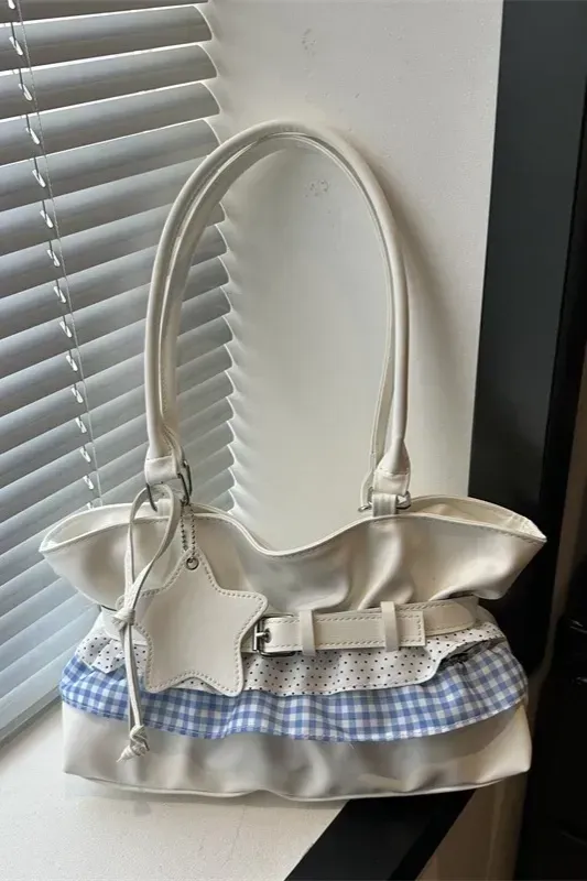 Light Blue Belted Charm Shoulder Bag - Image 1