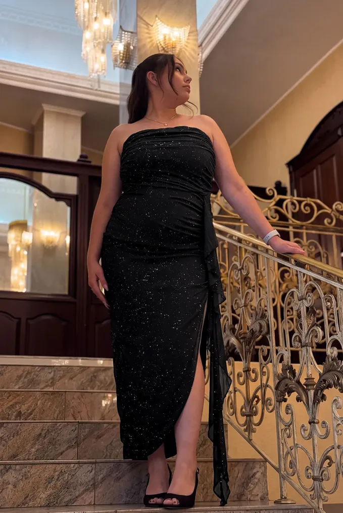 Black Ruffled Maxi Plus Size Dress - Image 1