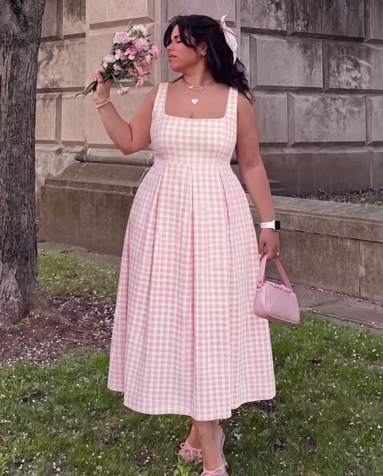 Light Pink Solid Plus Size Dress - Image 1