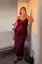 Maroon Floral Slit Plus Size Dress