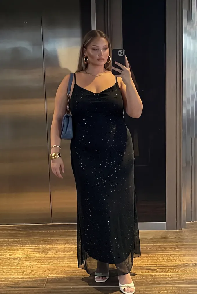 Black Polka Dot Plus Size Dress - Image 1