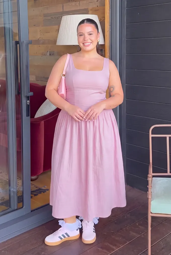 Light Pink Plus Size Maxi Dress - Image 1