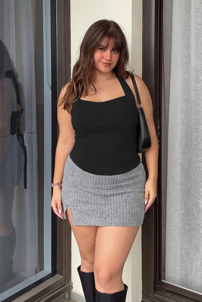 Black Plus Size Halter Top - Image 1