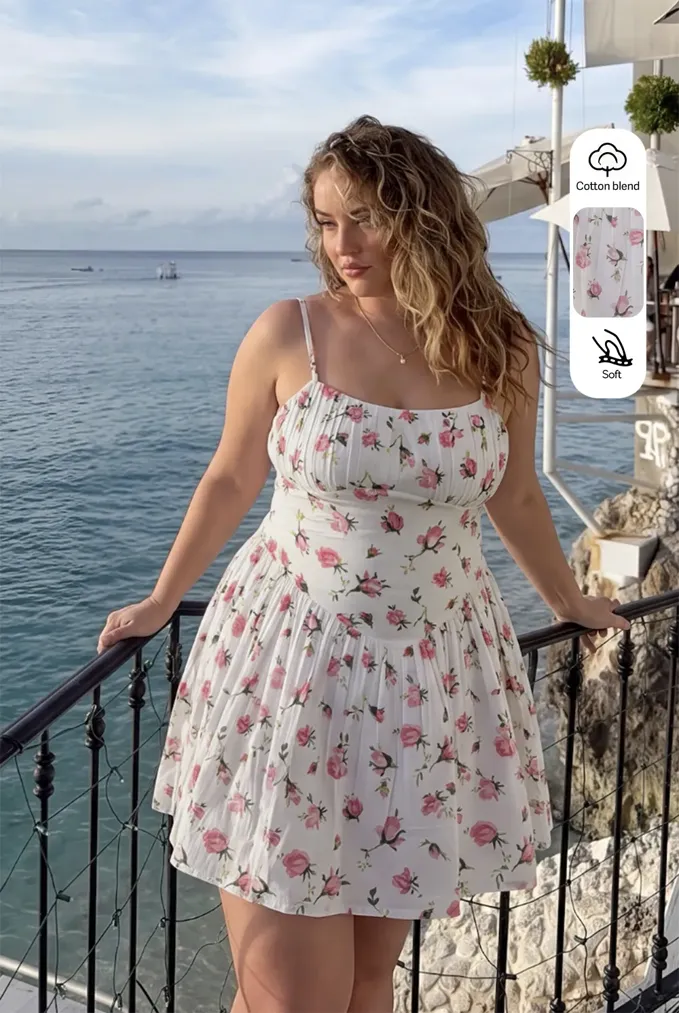 White Floral Tube Mini Dress - Image 1