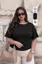 Black Boat Neck Plus Size Top