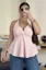 Pink Halter Gingham Peplum Top