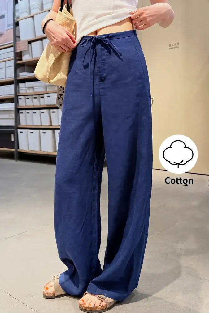 Dark Blue Mid Rise Trousers - Image 1