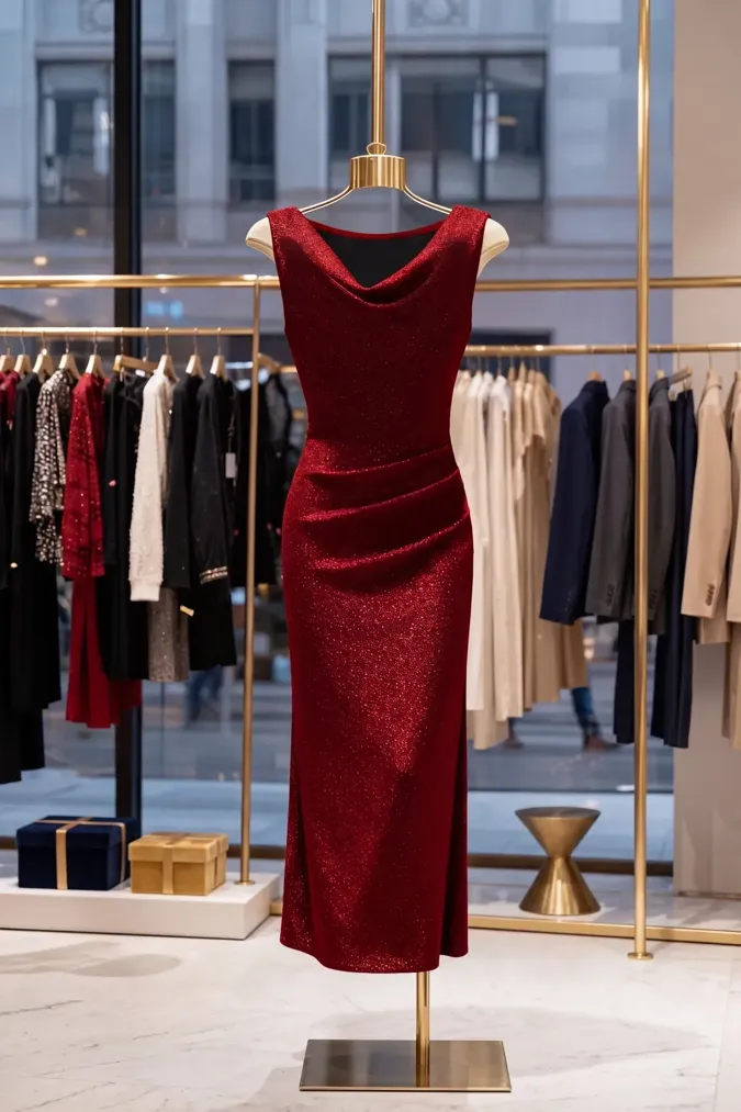 Wine Bodycon Mermaid Slit Dress - Image 1
