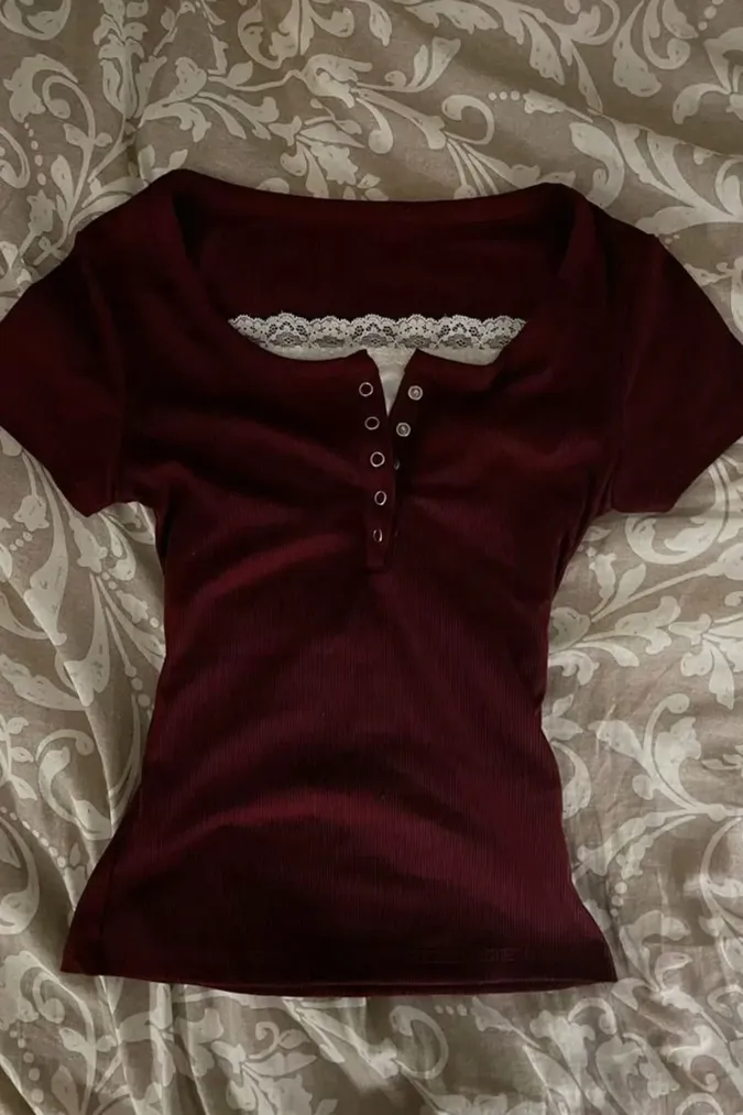 Wine Scoop Neck T-Shirt - Image 1