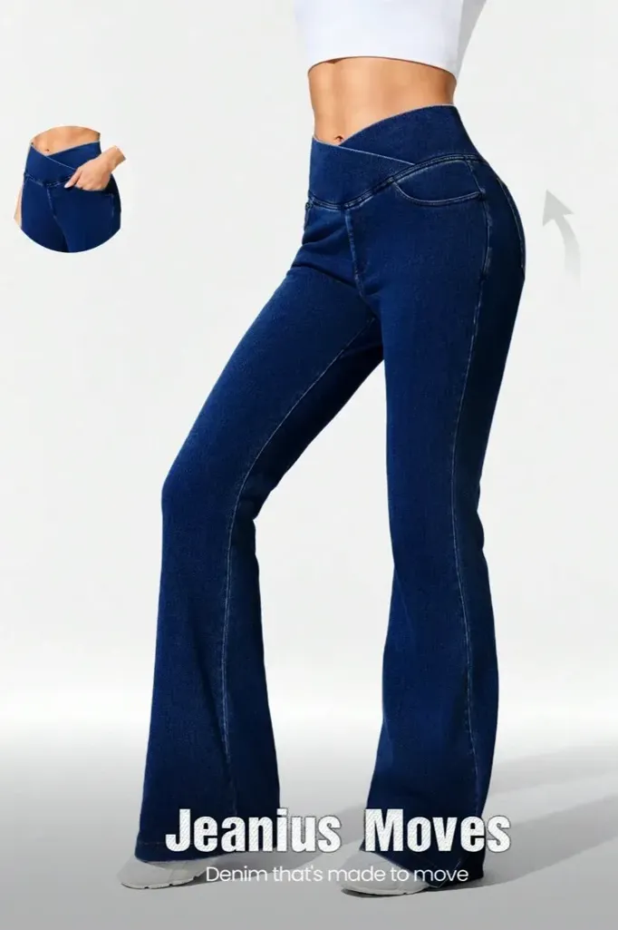 Dark Blue Mid-Rise Bootcut Jeans - Image 1