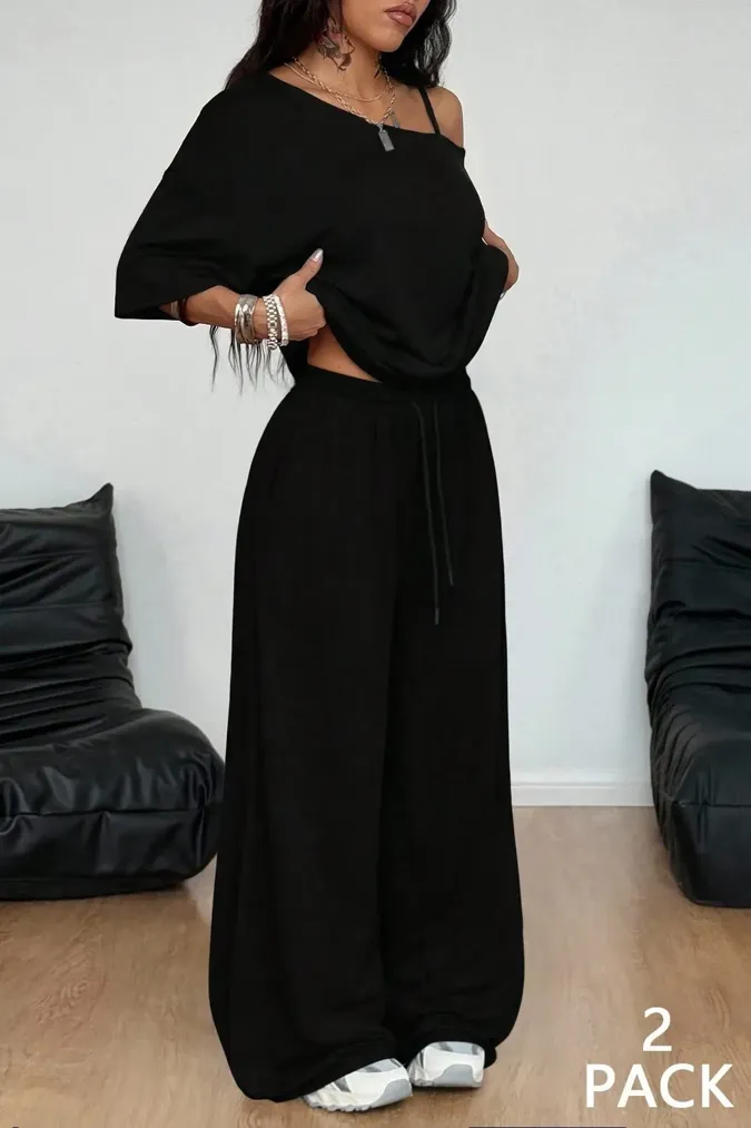Black One-Shoulder Co-Ords Set - Image 1