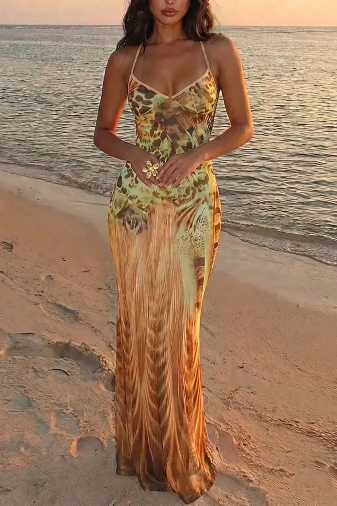 Yellow Abstract Maxi Dress - Image 1