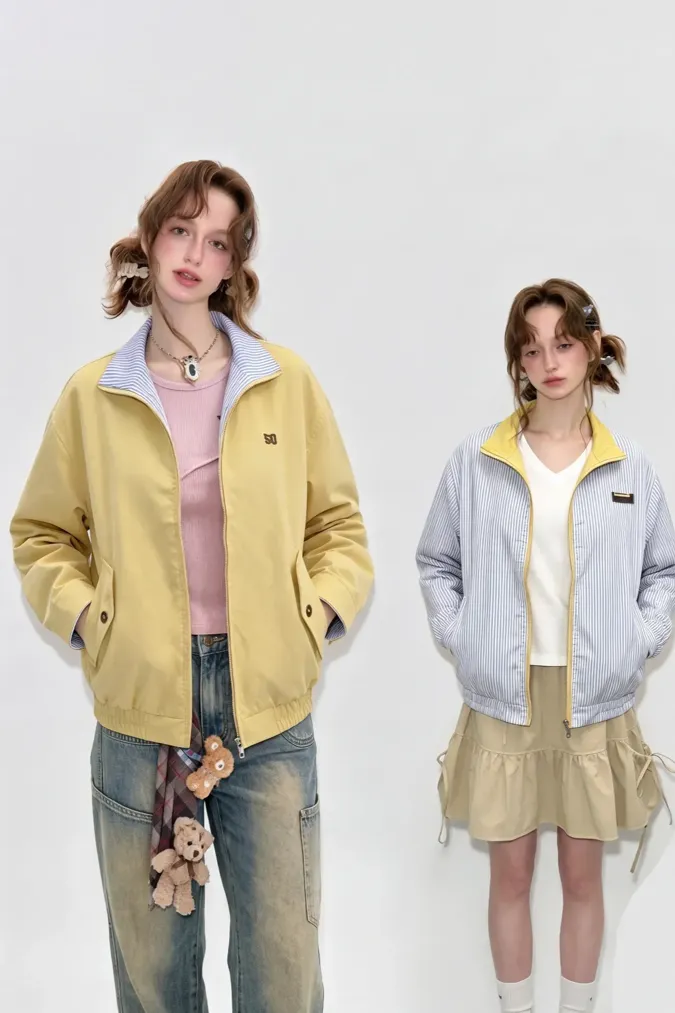 Yellow Reversible Striped Jacket - Image 1