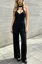 Black Backless Lace-Insert Jumpsuit