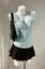 Light Blue Solid Sweetheart Ruffled Top