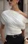 White Ruched One-Shoulder Top