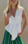 White Tie-Up V-Neck Top