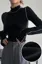 Black Contrast-Stitch Turtleneck Top