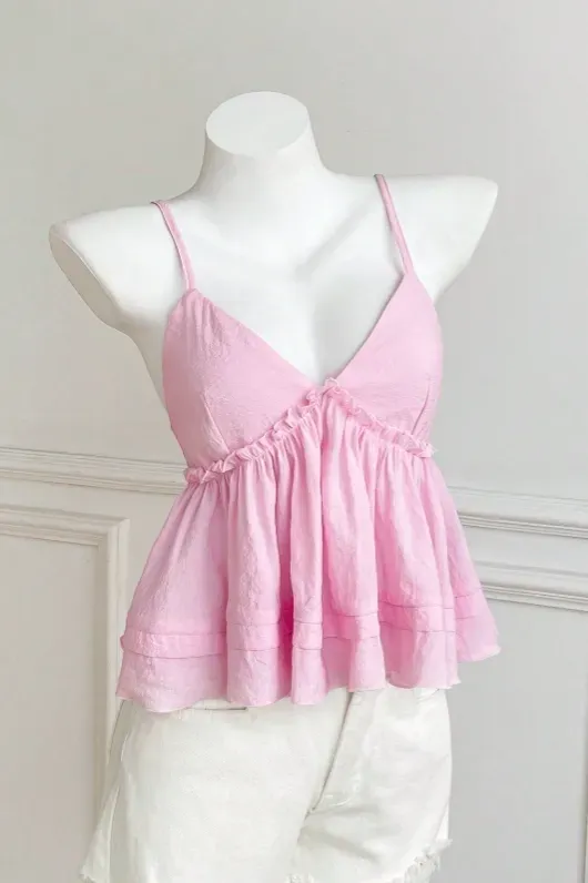 Light Pink V-Neck Ruffled Top - Image 1