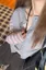 Grey Striped Round Neck Cardigan