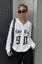 White Oversized Zip-Neck Hoodie