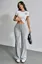 Light Grey Solid Mid Rise Trousers