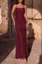 Wine Sequined Ruched Maxi Dress