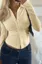 Cream Ruched Buttoned Shirt